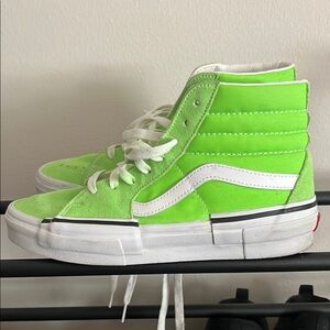 Vans SK8 Hi (Neon) Green Gecko True White high top skate shoes (Unisex)